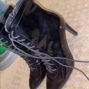 Faux leather, lace up boots